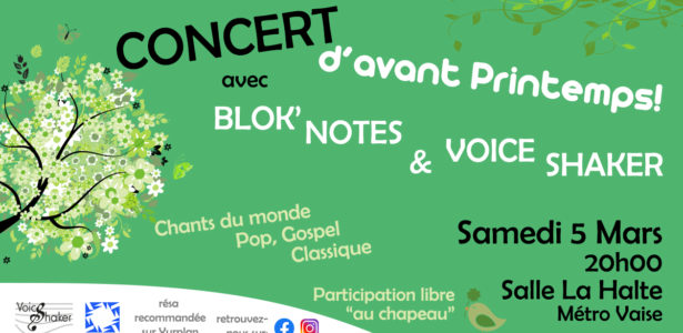 [Concert] Voice Shaker & Blok’Notes en concert le 5 Mars 2022 !