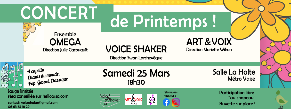 [Concert] Voice Shaker invite Art&Voix et Omega à fêter le Printemps ! Sam 25 Mars 2023
